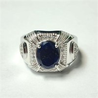 SILVER SAPPHIRE(3CT) CUBIC ZIRCONIA(0.68CT)  RING