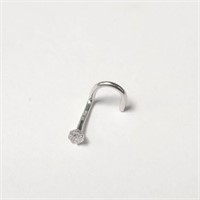 14K WHITE GOLD CUBIC ZIRCONIA  NOSE PIN