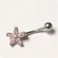 SILVER CUBIC ZIRCONIA  BELLY BUTTON