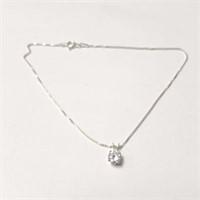 SILVER 10" WITH CZ CHARM  ANKLET