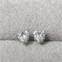 14K WHITE GOLD CZ SCREWBACK  EARRINGS