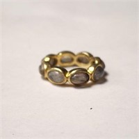 SILVER LABRADORITE ETERNITY GOLD PLATED  RING