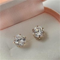 10K YELLOW GOLD CZ 6.5MM  EARRINGS