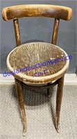 Wooden Stool With Backrest 32”