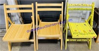 3 Wooden Folding Chairs 30”