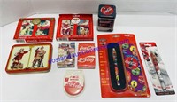 Coca-Cola Playing Cards, Pens, and Tin Candle