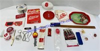Coca-Cola Lot- Pencils, Coasters, Pins, Bottle