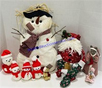 Handmade Snowmen, Santa, and Mice Decor