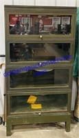 Green Metal Lawyer’s Cabinet With Glass Doors