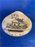 Ivory Snuff Box "Longing for Home" Scrimshaw 3"x2"