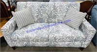 White and Blue Leaf Print Couch 35x70x37