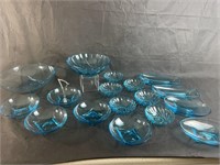 17pcs Blue Capri Hazel Atlas Glassware