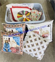 Throw Pillows and Laundry Basket