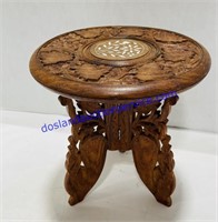 Folding Wood Carved Plant Stand