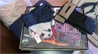 Vintage Ladies dress gloves & silk  scarves