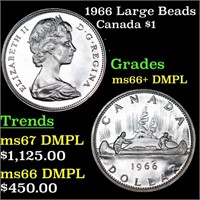 1966 Large Beads Canada Dollar $1 Grades GEM++ DMP