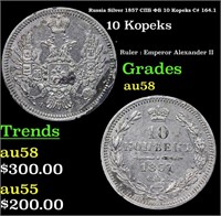 Russia Silver 1857 ??? ?? 10 Kopeks C# 164.1 Grade