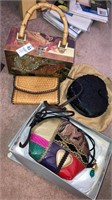4-small purses- box, clamshell evening bag,