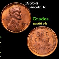 1955-s Lincoln Cent 1c Grades GEM+ Unc RB