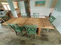 FARM TABLE AND 6 CHAIRS WITH EXTENSION