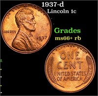 1937-d Lincoln Cent 1c Grades GEM++ RB