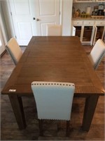 FARM TABLE AND 4 PARSON CHAIRS WITH EXTENSION