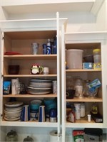 CONTENTS OF UPPER CABINETS- DISHES, CUPS, MISC