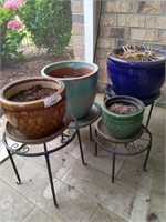 GROUP OF PLANTERS, PLANT STANDS