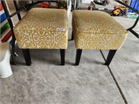 PAIR OF UPHOLSTERED FOOT STOOLS
