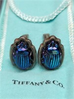 Sterling Tiffany & Co Scarab Beetle Cuff Links