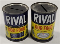Vintage Rival Dog Food Coin Banks Cans