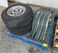 (BS) Pallet Lot With Tires & Vtg. Chevy Pickup