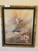 ORIENTAL SIGNED ON CANVAS HUMMING BIRDS