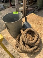 Wash bucket, rope, funnel