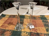 PAIR BEAUTIFUL CRYSTAL CANDLE STICKS