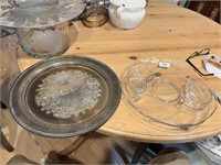 GLASS AND SILVER PLATE TRAY