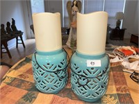 CERAMIC CANDLE HOLDERS W/ FAKE CANDLE