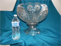 Large Antique Pressed Glass Punch Bowl & Base