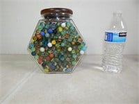Glass Canister Full of Old Marbles 10 Pounds