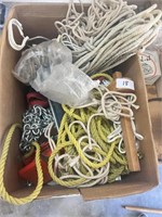 BOX OF ROPES AND CHAIN