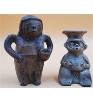 Pre-Columbian Terra Cotta Monkey Vase and Woman S