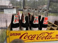 Coke Crate & 16 Bear Bryant Coke Bottles