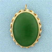 18ct Jade Pendant or Pin in 14K Yellow Gold