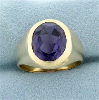 5ct Color Changing Lab Sapphire Ring in 10K Yellow