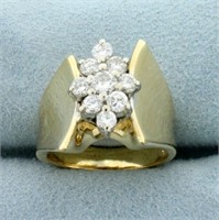 2/3ct TW Diamond Cluster Ring in 14K Yellow Gold