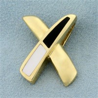 Mother of Pearl and Onyx "X" Design Pendant or Sli