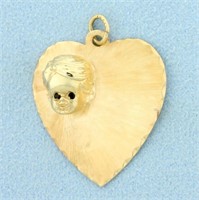 Baby Boy Heart Pendant with Sapphires in 14K Yello