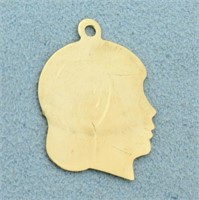 Inscribable Girl Pendant or Charm in 14k Yellow Go
