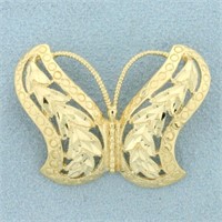 Diamond Cut Butterfly Pendant or Slide in 14K Yell