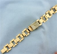 Womens Vintage Tourneau Wrist Watch in Solid 14K Y